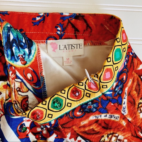 SOLD L’ATISTE Embellished Saint Designer Skirt - Picture 8 of 8